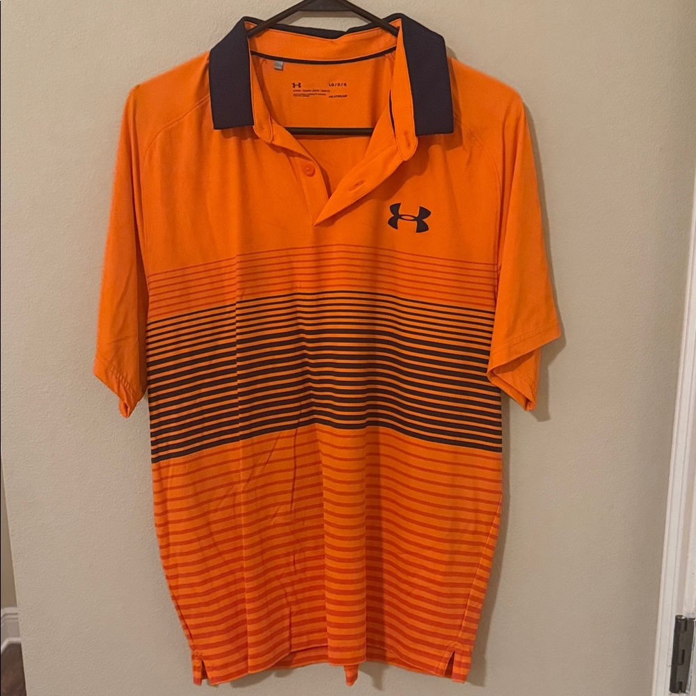 Under Armour Men's Striped Orange Polo